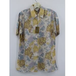 Vintage Bogari 100% Silk Women's Blouse Print 1980's Size S New